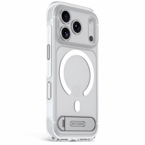 Decoded AntiMicrobial Hybrid Stand Backcover - etui z podstawką do iPhone 18 Pro / 17 Pro kompatybilne z MagSafe (frosted white)
