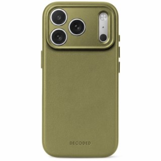 Decoded Leather Backcover - skórzane etui do iPhone 18 Pro / 17 Pro kompatybilne z MagSafe (moss green)