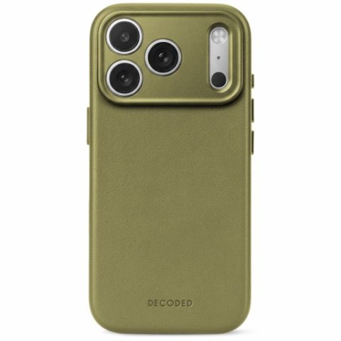 Decoded Leather Backcover - skórzane etui do iPhone 18 Pro / 17 Pro kompatybilne z MagSafe (moss green)