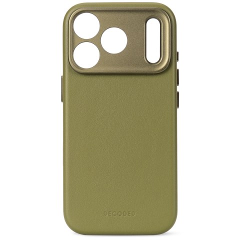 Decoded Leather Backcover - skórzane etui do iPhone 18 Pro / 17 Pro kompatybilne z MagSafe (moss green)