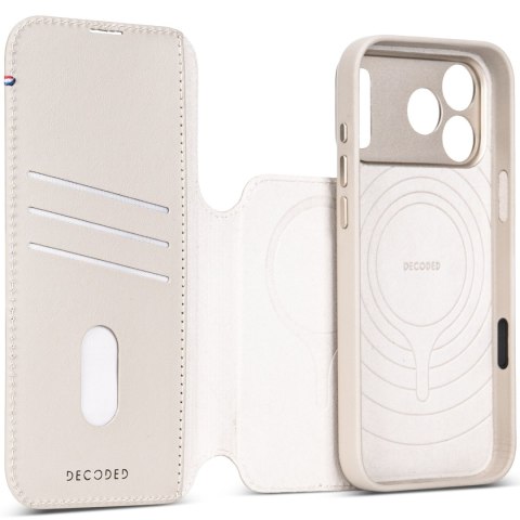 Decoded Leather Detachable Wallet - skórzane etui do iPhone 18 Pro / 17 Pro kompatybilne z MagSafe (taupe)