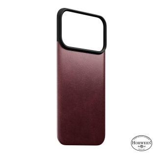 NOMAD Magnetic Leather Back - nakładka magnetyczna na iPhone 18 Pro / 17 Pro kompatybilna z MagSafe, skóra Horween (burgundy)