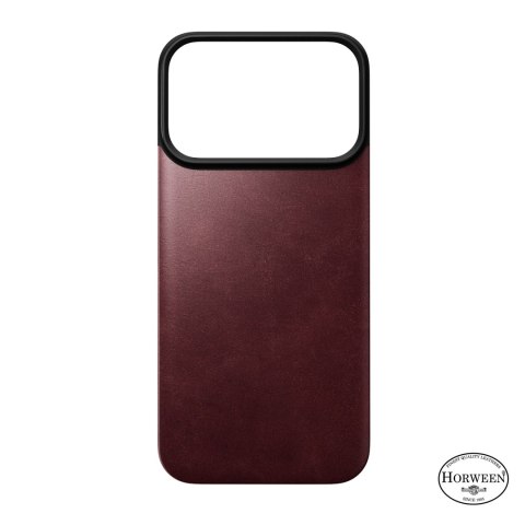 NOMAD Magnetic Leather Back - nakładka magnetyczna na iPhone 18 Pro / 17 Pro kompatybilna z MagSafe, skóra Horween (burgundy)