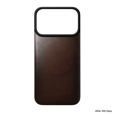 NOMAD Magnetic Leather Back - nakładka magnetyczna na iPhone 18 Pro / 17 Pro kompatybilna z MagSafe, skóra Horween (rustic brown