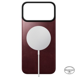 NOMAD Magnetic Leather Back - nakładka magnetyczna na iPhone 18 Pro Max / 17 Pro Max kompatybilna z MagSafe, skóra Horween (burg