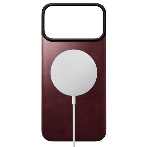 NOMAD Magnetic Leather Back - nakładka magnetyczna na iPhone 18 Pro Max / 17 Pro Max kompatybilna z MagSafe, skóra Horween (burg