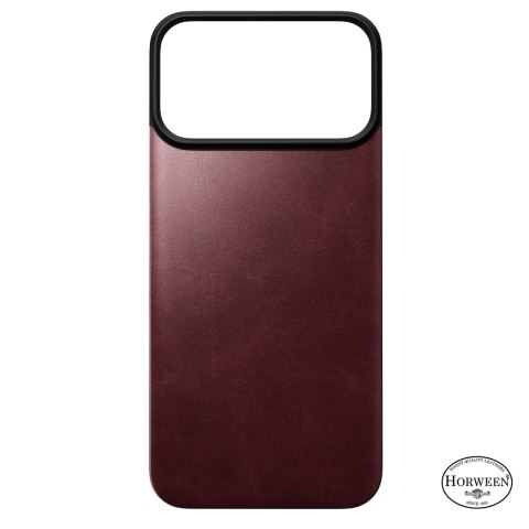 NOMAD Magnetic Leather Back - nakładka magnetyczna na iPhone 18 Pro Max / 17 Pro Max kompatybilna z MagSafe, skóra Horween (burg