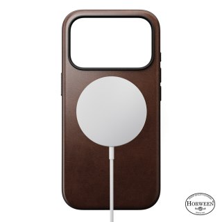NOMAD Modern Leather Case - etui do iPhone 18 Pro / 17 Pro kompatybilne z MagSafe, skóra Horween (rustic brown)