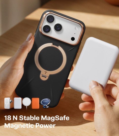 TORRAS Ostand Q3 VegSkin - etui do iPhone 18 Pro / 17 Pro kompatybilne z MagSafe (black)