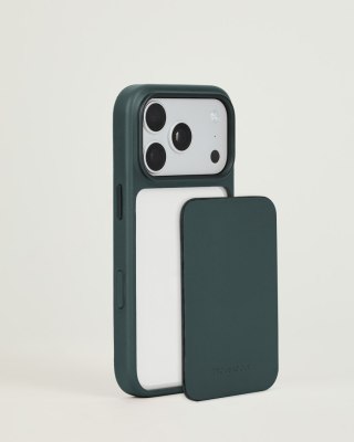 Troubadour Modular Leather Case - etui skórzane do iPhone 18 Pro / 17 Pro kompatybilne z MagSafe (obsidian green)