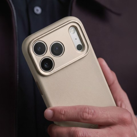 Decoded Leather Backcover - skórzane etui do iPhone 18 Pro Max / 17 Pro Max kompatybilne z MagSafe (taupe)