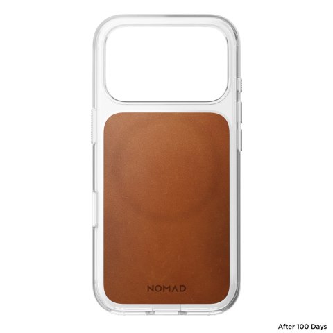 NOMAD Clear Leather Case - etui do iPhone 18 Pro / 17 Pro kompatybilne z MagSafe, skóra Horween (saddle)