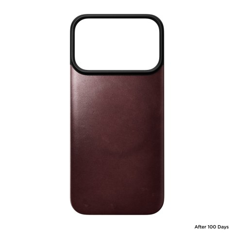 NOMAD Magnetic Leather Back - nakładka magnetyczna na iPhone 18 Pro / 17 Pro kompatybilna z MagSafe, skóra Horween (burgundy)