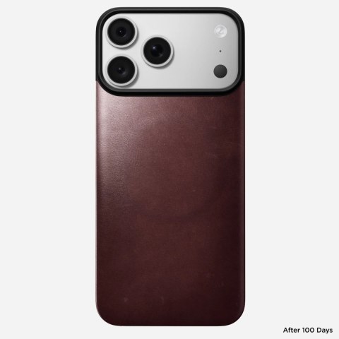 NOMAD Magnetic Leather Back - nakładka magnetyczna na iPhone 18 Pro Max / 17 Pro Max kompatybilna z MagSafe, skóra Horween (burg