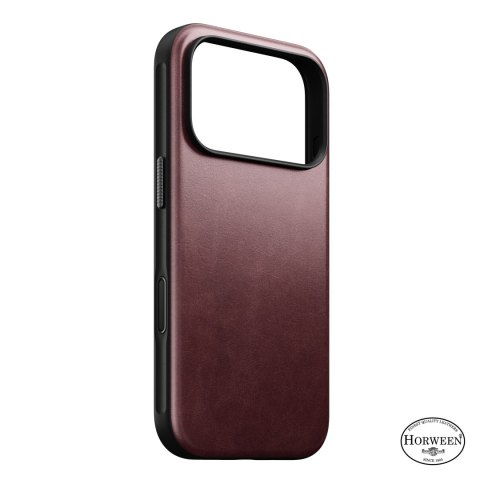NOMAD Modern Leather Case - etui do iPhone 18 Pro / 17 Pro kompatybilne z MagSafe, skóra Horween (burgundy)
