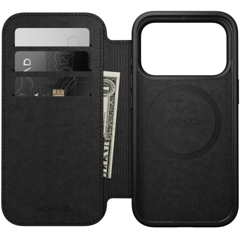 NOMAD Modern Leather Folio - etui do iPhone 18 Pro / 17 Pro kompatybilne z MagSafe, skóra Camino (black)