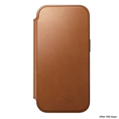 NOMAD Modern Leather Folio - etui do iPhone 18 Pro / 17 Pro kompatybilne z MagSafe, skóra Horween (saddle)