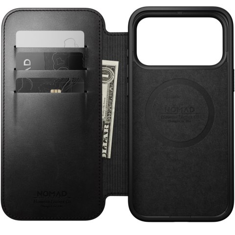 NOMAD Modern Leather Folio - etui do iPhone 18 Pro Max / 17 Pro Max kompatybilne z MagSafe, skóra Horween (black)