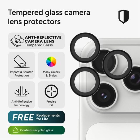 ZAGG Invisibleshield Camera Rings - szkła ochronne na obiektyw do iPhone 18 Pro / 18 Pro Max (3 sztuki) (black)