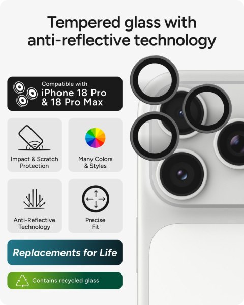 ZAGG Invisibleshield Camera Rings - szkła ochronne na obiektyw do iPhone 18 Pro / 18 Pro Max (3 sztuki) (silver)