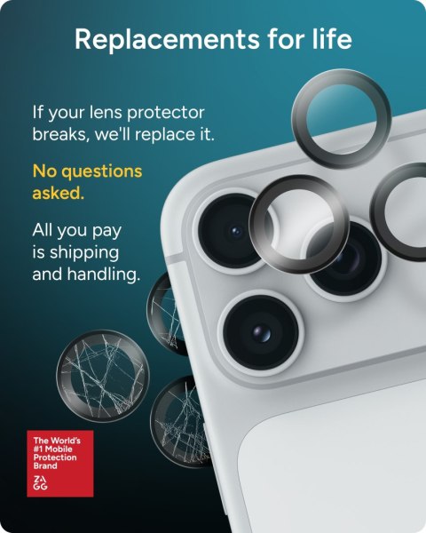 ZAGG Invisibleshield Camera Rings - szkła ochronne na obiektyw do iPhone 18 Pro / 18 Pro Max (3 sztuki) (silver)