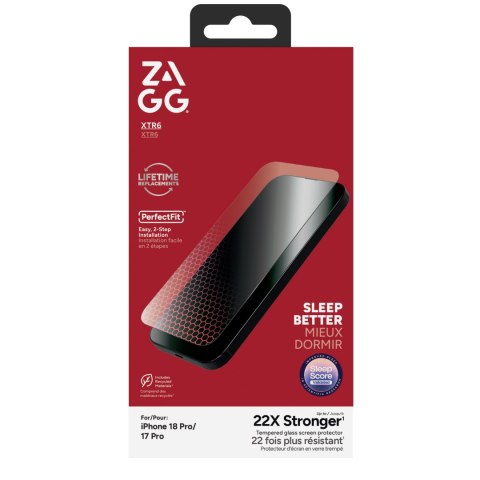 ZAGG Invisibleshield Glass XTR6 - szkło ochronne z grafenem i filtrem światła niebieskiego do iPhone 18 Pro / 17 Pro
