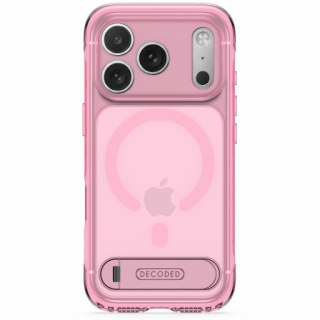 Decoded AntiMicrobial Hybrid Stand Backcover - etui z podstawką do iPhone 18 Pro / 17 Pro kompatybilne z MagSafe (clear pink)