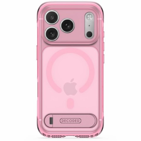 Decoded AntiMicrobial Hybrid Stand Backcover - etui z podstawką do iPhone 18 Pro / 17 Pro kompatybilne z MagSafe (clear pink)