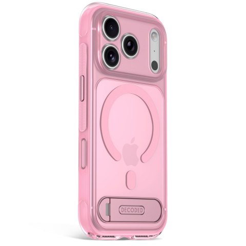 Decoded AntiMicrobial Hybrid Stand Backcover - etui z podstawką do iPhone 18 Pro / 17 Pro kompatybilne z MagSafe (clear pink)