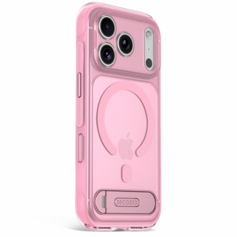 Decoded AntiMicrobial Hybrid Stand Backcover - etui z podstawką do iPhone 18 Pro / 17 Pro kompatybilne z MagSafe (clear pink)