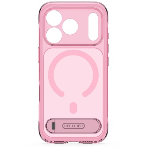 Decoded AntiMicrobial Hybrid Stand Backcover - etui z podstawką do iPhone 18 Pro / 17 Pro kompatybilne z MagSafe (clear pink)