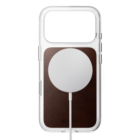 NOMAD Clear Leather Case - etui do iPhone 18 Pro / 17 Pro kompatybilne z MagSafe, skóra Horween (rustic brown)