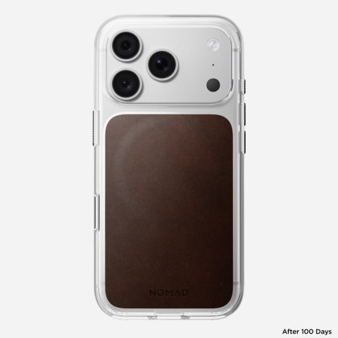 NOMAD Clear Leather Case - etui do iPhone 18 Pro / 17 Pro kompatybilne z MagSafe, skóra Horween (rustic brown)