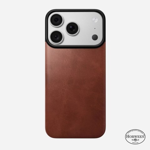 NOMAD Magnetic Leather Back - nakładka magnetyczna na iPhone 18 Pro / 17 Pro kompatybilna z MagSafe, skóra Horween (olde dublin)
