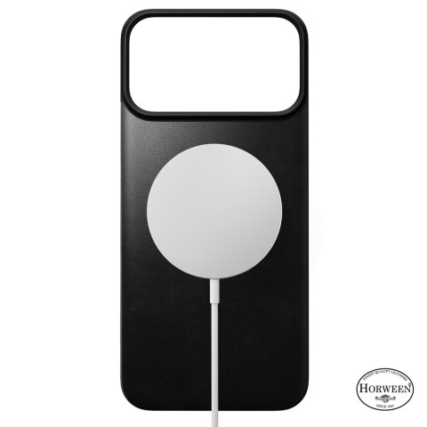 NOMAD Magnetic Leather Back - nakładka magnetyczna na iPhone 18 Pro Max / 17 Pro Max kompatybilna z MagSafe, skóra Horween (blac
