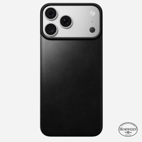 NOMAD Magnetic Leather Back - nakładka magnetyczna na iPhone 18 Pro Max / 17 Pro Max kompatybilna z MagSafe, skóra Horween (blac