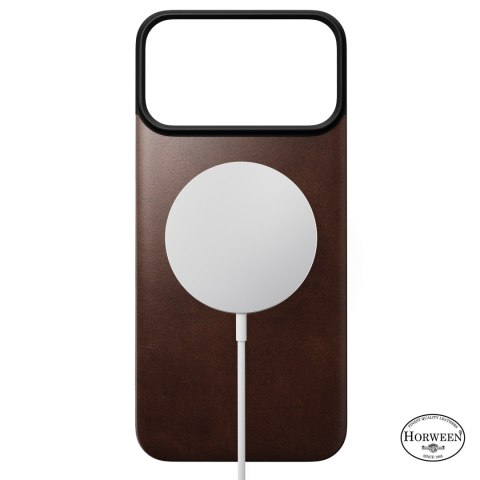 NOMAD Magnetic Leather Back - nakładka magnetyczna na iPhone 18 Pro Max / 17 Pro Max kompatybilna z MagSafe, skóra Horween (rust