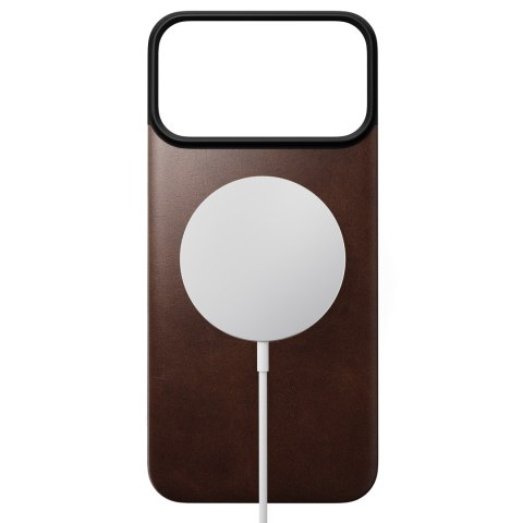 NOMAD Magnetic Leather Back - nakładka magnetyczna na iPhone 18 Pro Max / 17 Pro Max kompatybilna z MagSafe, skóra Horween (rust