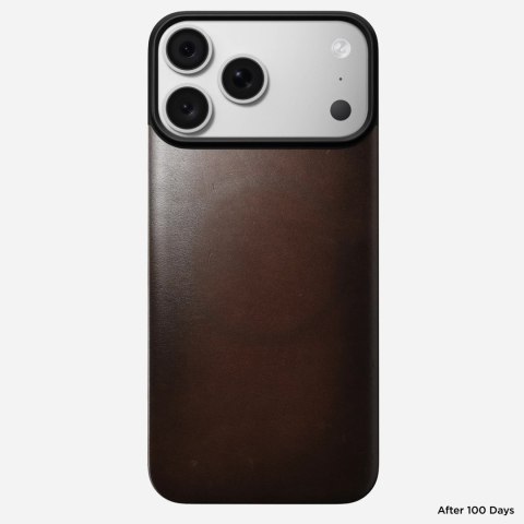 NOMAD Magnetic Leather Back - nakładka magnetyczna na iPhone 18 Pro Max / 17 Pro Max kompatybilna z MagSafe, skóra Horween (rust