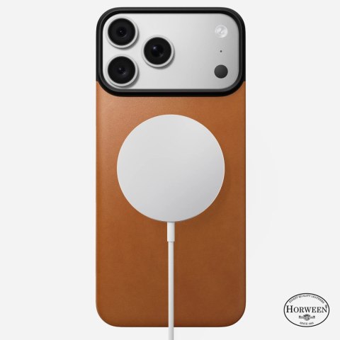 NOMAD Magnetic Leather Back - nakładka magnetyczna na iPhone 18 Pro Max / 17 Pro Max kompatybilna z MagSafe, skóra Horween (sadd