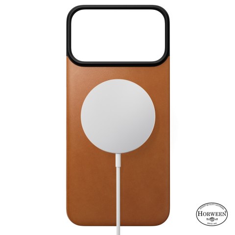 NOMAD Magnetic Leather Back - nakładka magnetyczna na iPhone 18 Pro Max / 17 Pro Max kompatybilna z MagSafe, skóra Horween (sadd