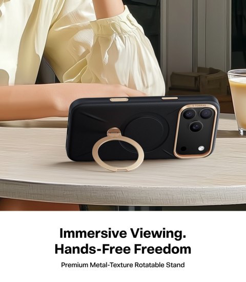 TORRAS Ostand Q3 VegSkin - etui do iPhone 18 Pro / 17 Pro kompatybilne z MagSafe (black)
