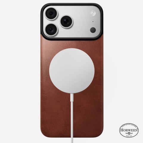 NOMAD Magnetic Leather Back - nakładka magnetyczna na iPhone 18 Pro Max / 17 Pro Max kompatybilna z MagSafe, skóra Horween (olde