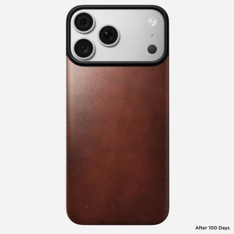 NOMAD Magnetic Leather Back - nakładka magnetyczna na iPhone 18 Pro Max / 17 Pro Max kompatybilna z MagSafe, skóra Horween (olde