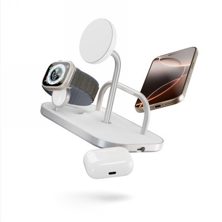 ZENS 4-1 Wireless Charger 60W - bezprzewodowa ładowarka Qi2 do trzech urządzeń (60W), z możliwością ładowania czwartego urządzen