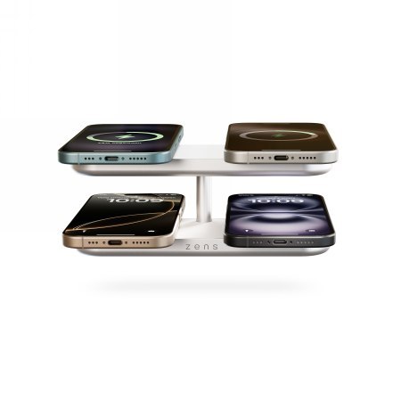 ZENS Quattro Wireless Charger Pro 4 - ładowarka bezprzewodowa Qi2 do czterech urządzeń (4x15W) kompatybilna z MagSafe (white)